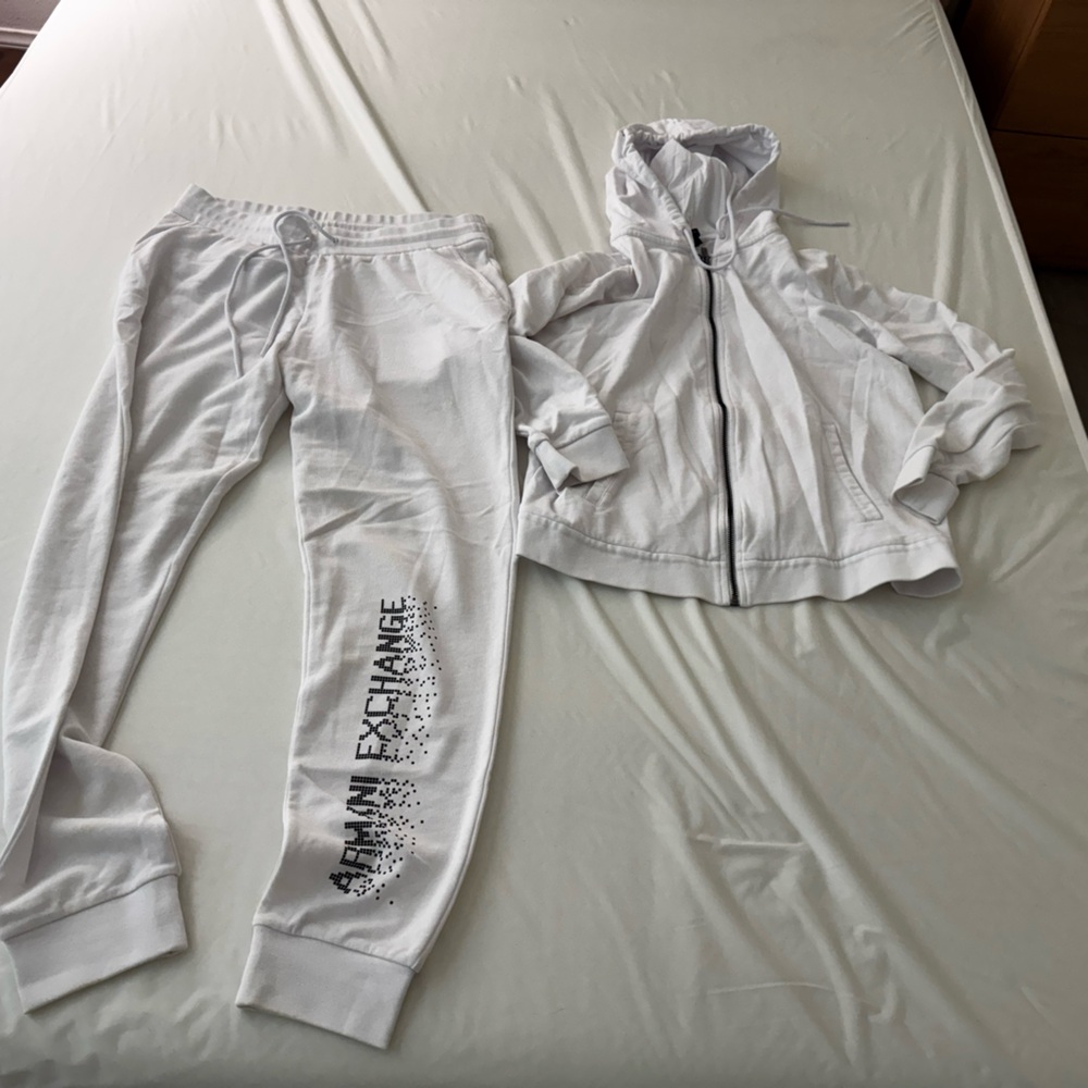 Armani Exchange White Hoodie and Joggers Set